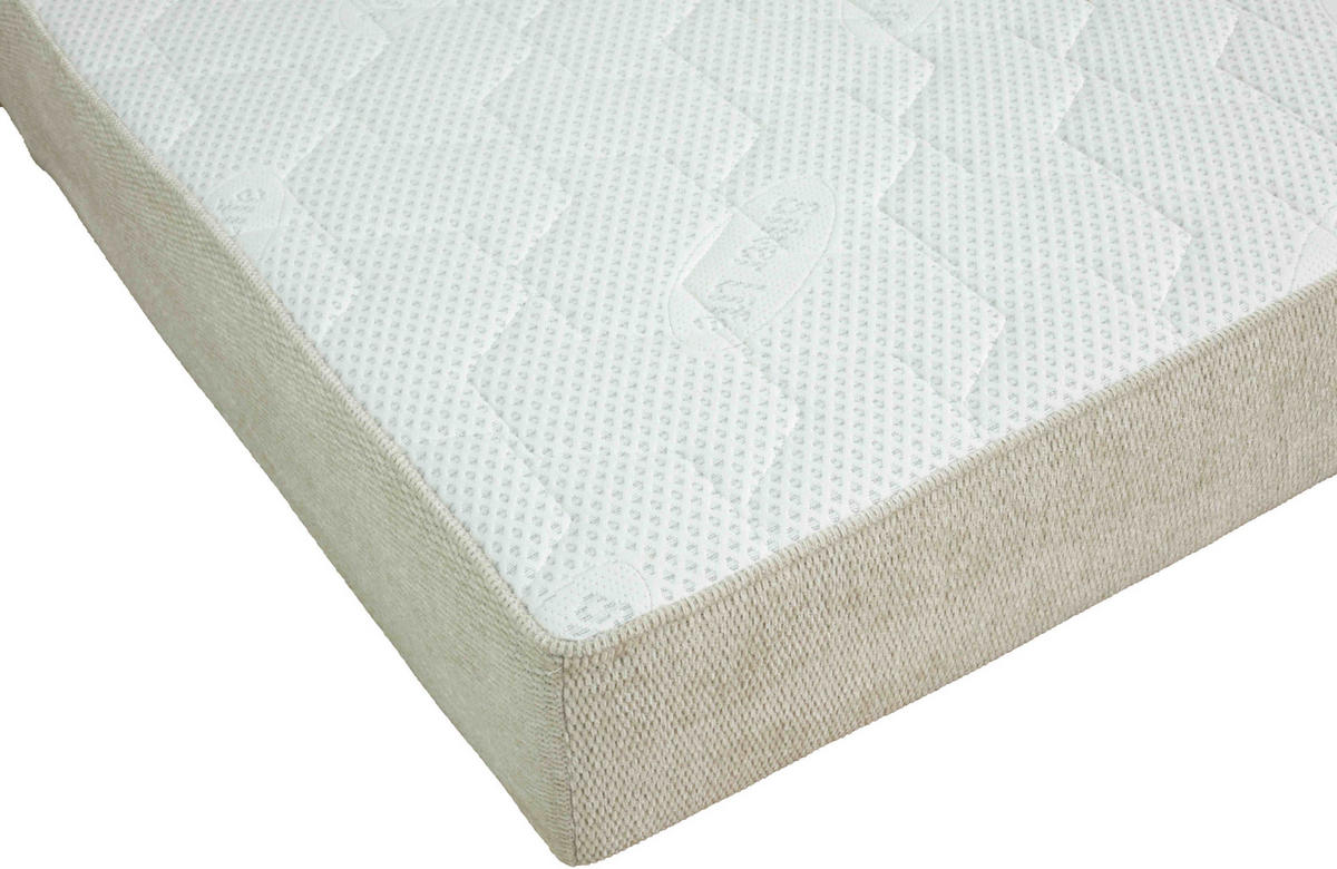 TASCHENFEDERKERNMATRATZE 180/200 cm, Höhe ca.: 25 cm, H2 + H3 = mittel + fest, 7-Zonen - Beige/Weiß, Design, Textil (180/200cm) - Chameo