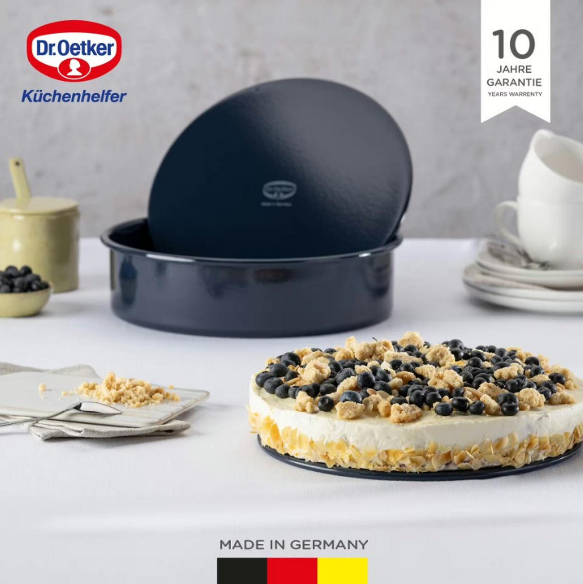 BACKFORM 28 cm  - Blau, Basics, Metall (28cm) - Dr.Oetker