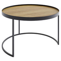 COUCHTISCH Eiche massiv 80/80/39 cm rund Schwarz, Eichefarben  - Eichefarben/Schwarz, Design, Holz/Metall (80/80/39cm) - Novel