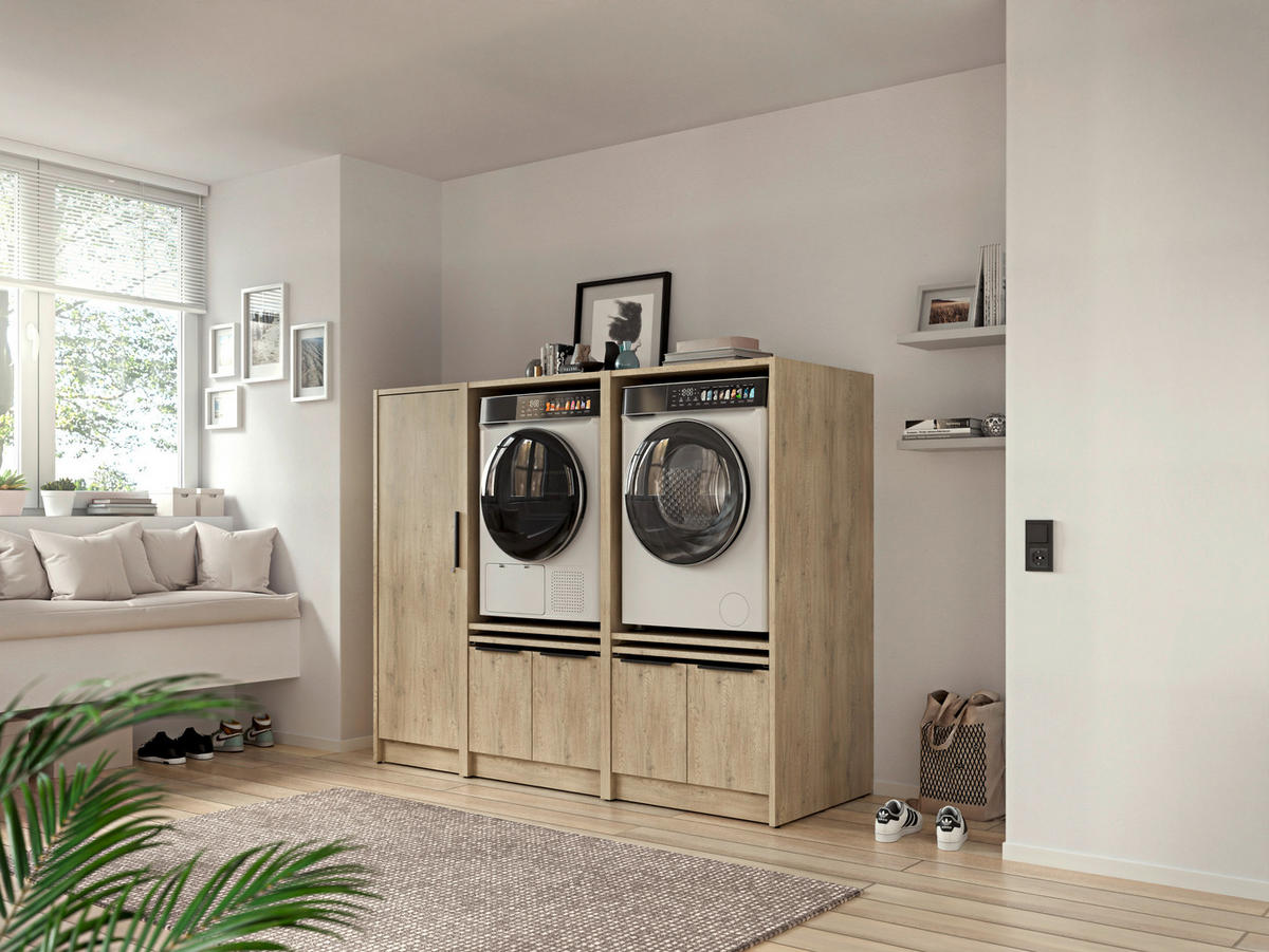 MEHRZWECKSCHRANK 50/150/68 cm  in Eichefarben  - Eichefarben/Schwarz, Basics, Holzwerkstoff/Kunststoff (50/150/68cm) - MID.YOU