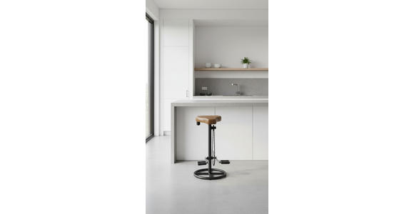 BARHOCKER Echtleder Braun, Schwarz Eisen  - Schwarz/Braun, LIFESTYLE, Leder/Metall (41/77/41cm) - Landscape