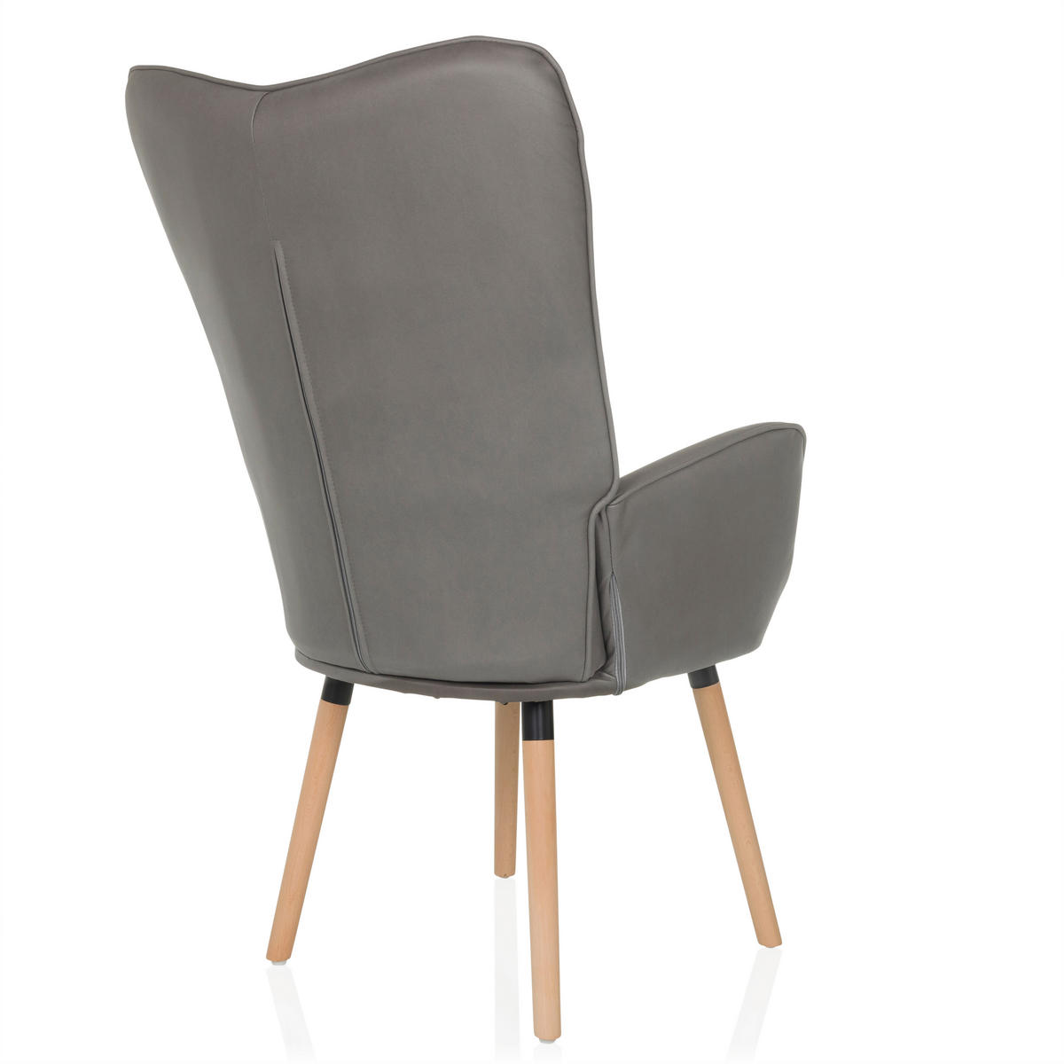 OHRENSESSEL in Velours Grau  - Buchefarben/Grau, MODERN, Holz/Textil (70/106/75cm) - MID.YOU