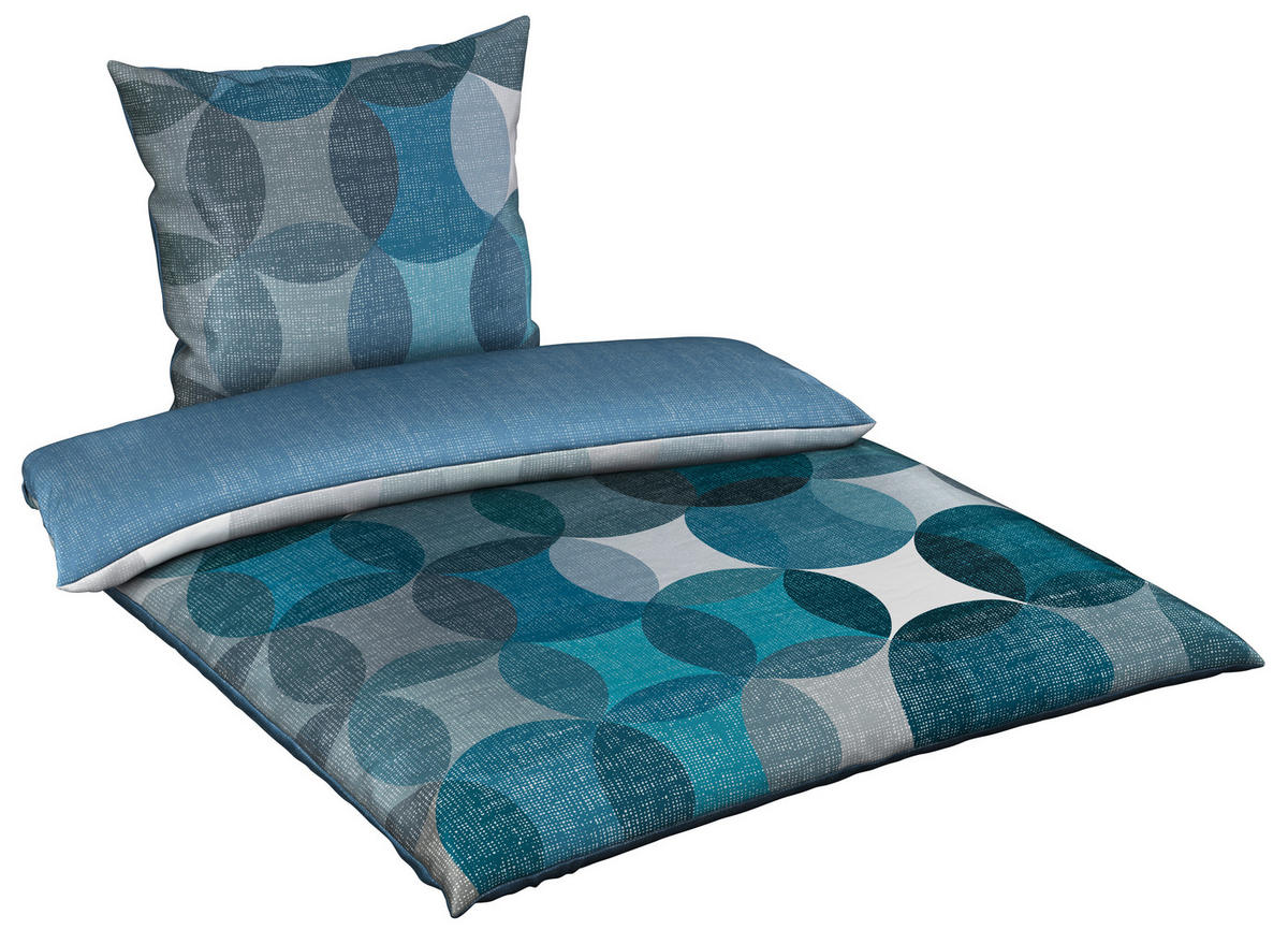 WENDEBETTWÄSCHE Satin 135/200 cm  - Blau, Design, Textil (135/200cm) - Novel