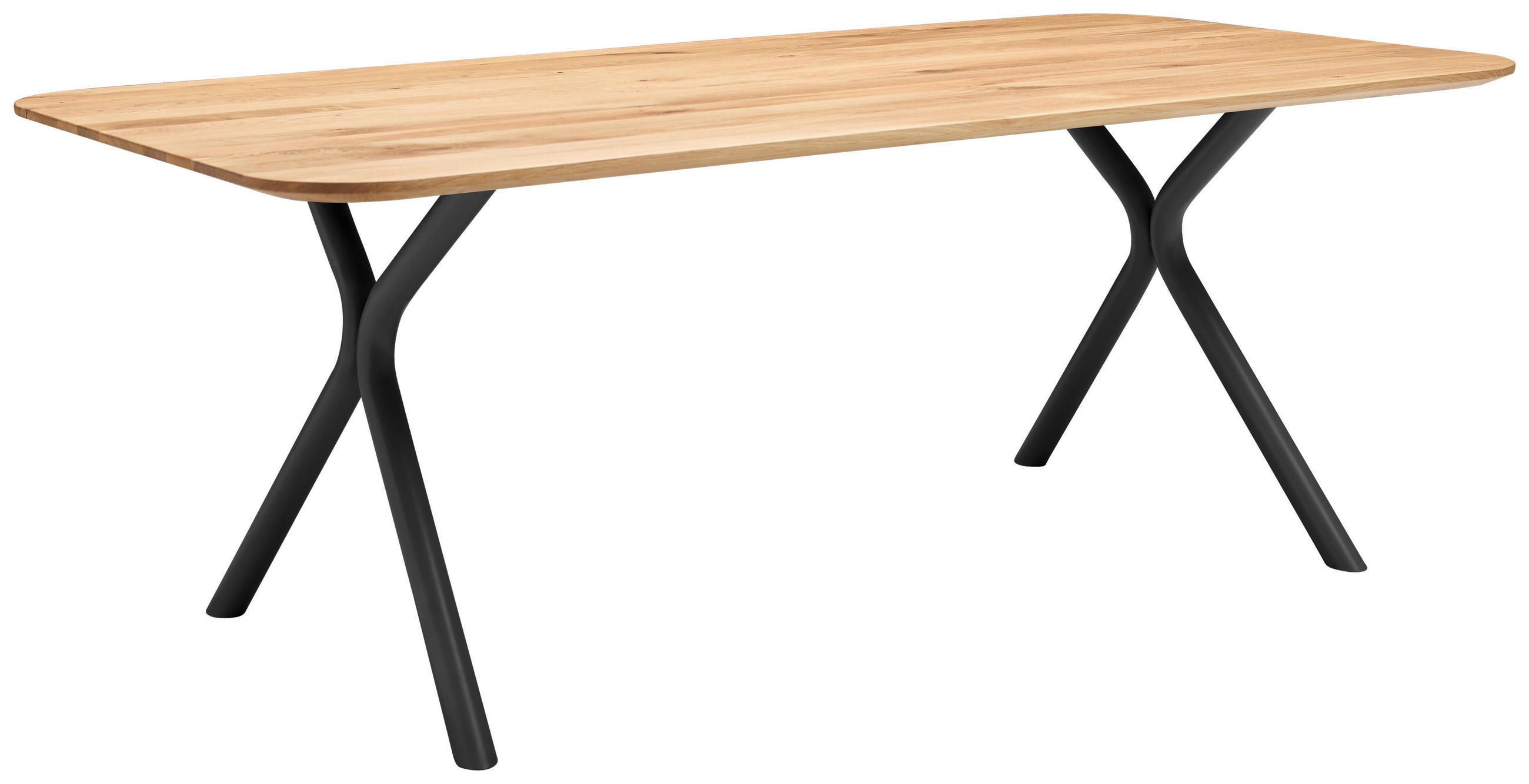 ESSTISCH 200/100/76 cm Echtholz  Holz in verschiedenen Größen erhältlich, Gestellauswahl rechteckig Eichefarben  - Eichefarben/Schwarz, Design, Holz/Metall (200/100/76cm) - Valdera