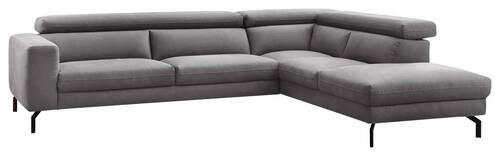 ECKSOFA in Mikrofaser Grau  - Schwarz/Grau, Modern, Textil/Metall (305/233cm) - Trendmanufaktur