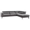 ECKSOFA in Mikrofaser Grau  - Schwarz/Grau, Modern, Textil/Metall (305/233cm) - Trendmanufaktur