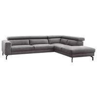 ECKSOFA in Mikrofaser Grau  - Schwarz/Grau, Modern, Textil/Metall (305/233cm) - Trendmanufaktur