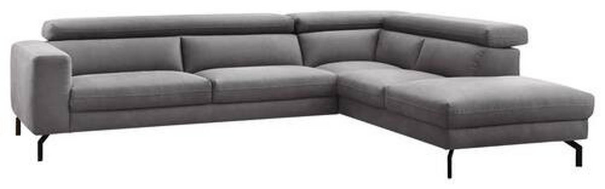 ECKSOFA in Mikrofaser Grau  - Schwarz/Grau, Modern, Textil/Metall (305/233cm) - Trendmanufaktur