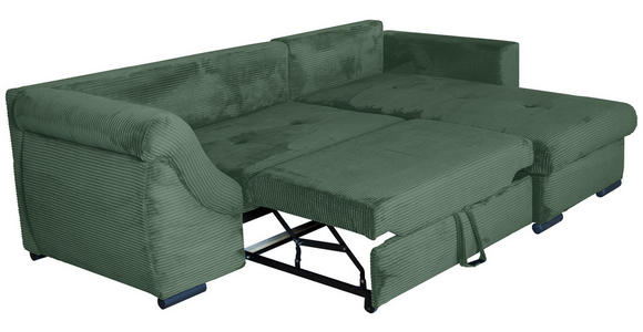 ECKSOFA  in Cord Dunkelgrün  - Dunkelgrün/Schwarz, KONVENTIONELL, Textil/Metall (258/168cm) - Carryhome