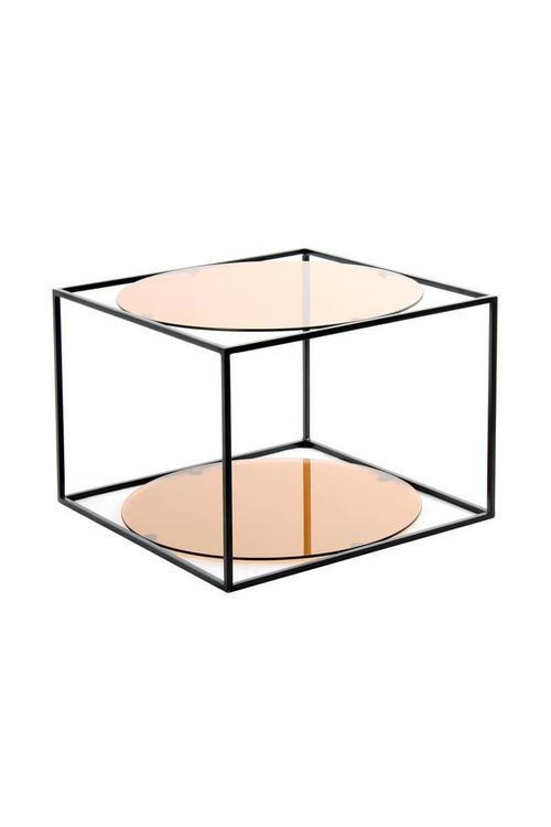 SIDOBORD i metall, glas 50/50/36 cm  - svart/terrakotta, Basics, metall/glas (50/50/36cm) - Kayoom