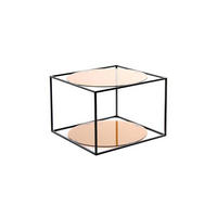 BEISTELLTISCH in Metall, Glas 50/50/36 cm  - Terracotta/Schwarz, Basics, Glas/Metall (50/50/36cm) - Kayoom