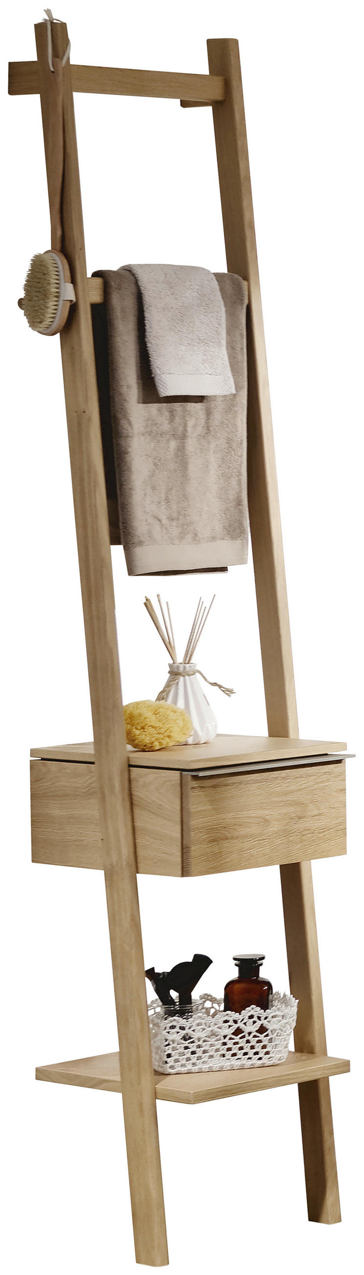 HANDTUCHHALTER Wildeiche furniert, mehrschichtige Massivholzplatte (Tischlerplatte) Eichefarben  - Eichefarben, Holz (37/185/35cm) - Voglauer