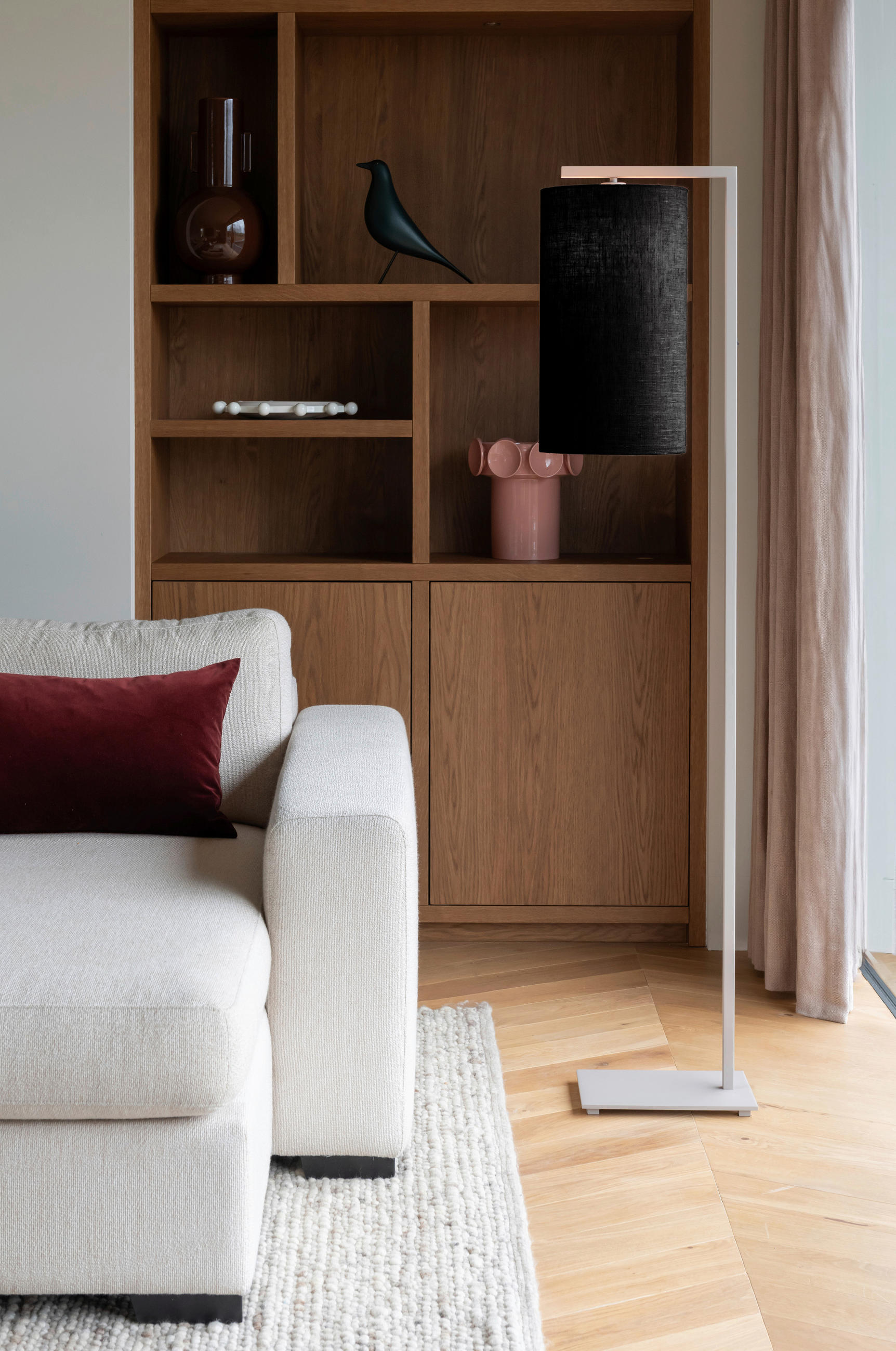 STEHLEUCHTE 30/160 cm - Sandfarben/Schwarz, Design, Textil/Metall (30/160cm) - It's about Romi