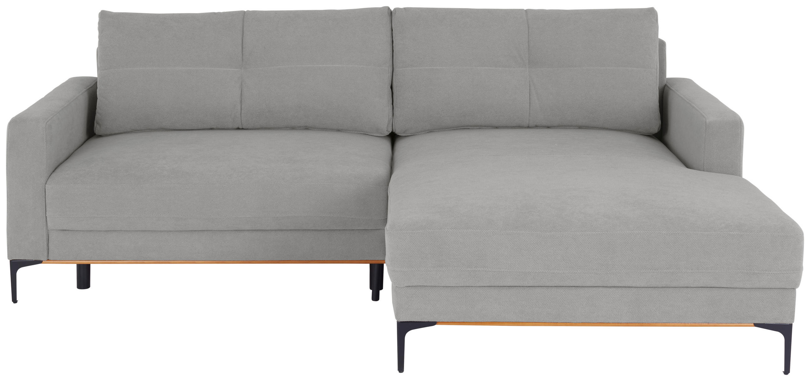 ECKSOFA in Hellgrau  - Hellgrau/Schwarz, Modern, Textil/Metall (238/162cm) - Ondega