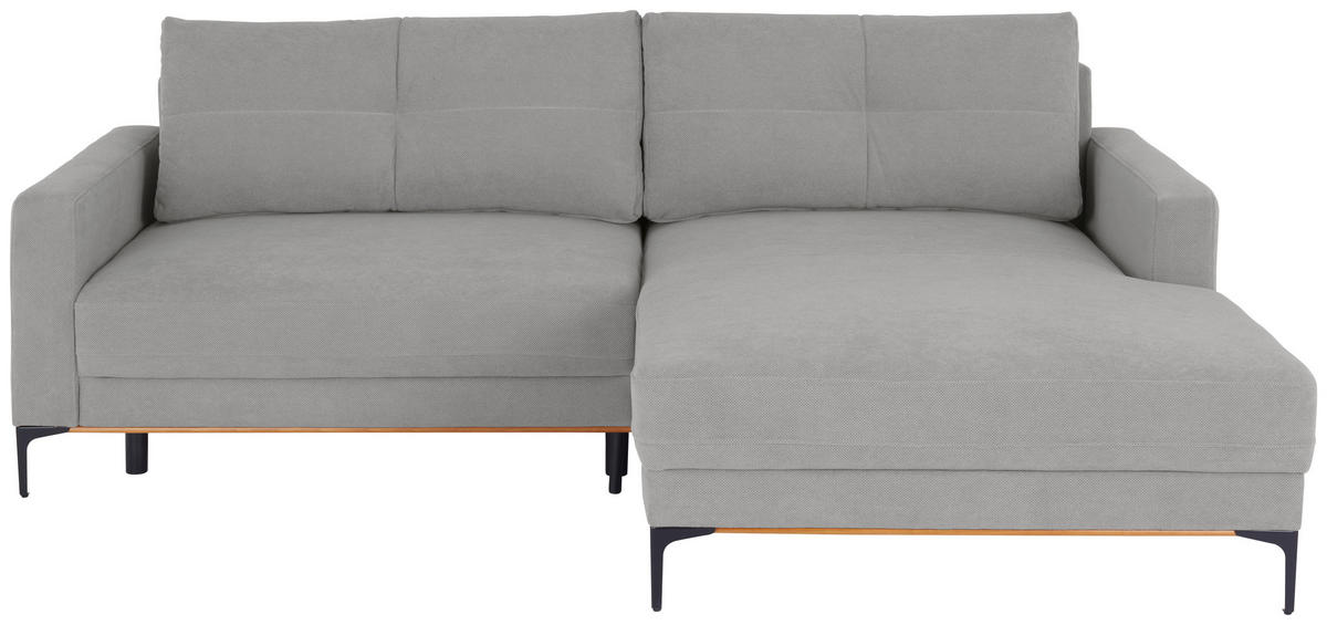 ECKSOFA Hellgrau  - Hellgrau/Schwarz, MODERN, Textil/Metall (238/162cm) - Ondega