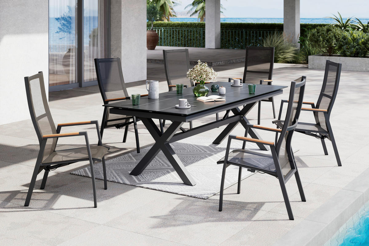 GARTENTISCH 240-315/99,6/75 cm  - Anthrazit/Grau, MODERN, Kunststoff/Metall (240-315/99,6/75cm) - Amatio