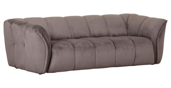 BIGSOFA Plüsch Schlammfarben  - Schlammfarben/Schwarz, KONVENTIONELL, Kunststoff/Textil (220/67/106cm) - Carryhome