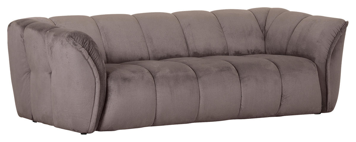 BIGSOFA in Plüsch Schlammfarben  - Schlammfarben/Schwarz, Konventionell, Kunststoff/Textil (220/67/106cm) - MID.YOU