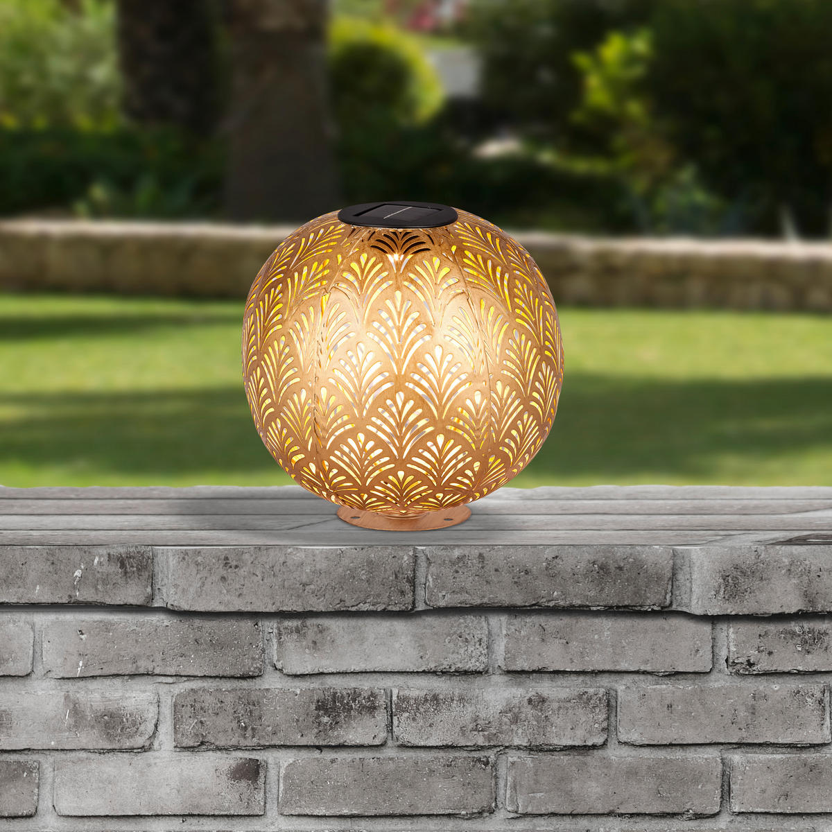 SOLARLEUCHTE 18 cm  - Goldfarben, Design, Kunststoff/Metall (18cm) - Ambia Garden