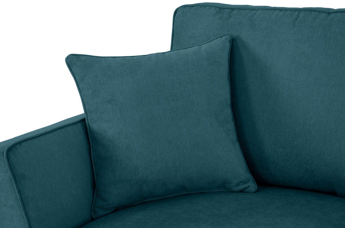 ECKSOFA in Velours Petrol  - Petrol/Schwarz, KONVENTIONELL, Holz/Textil (244/159cm) - Carryhome