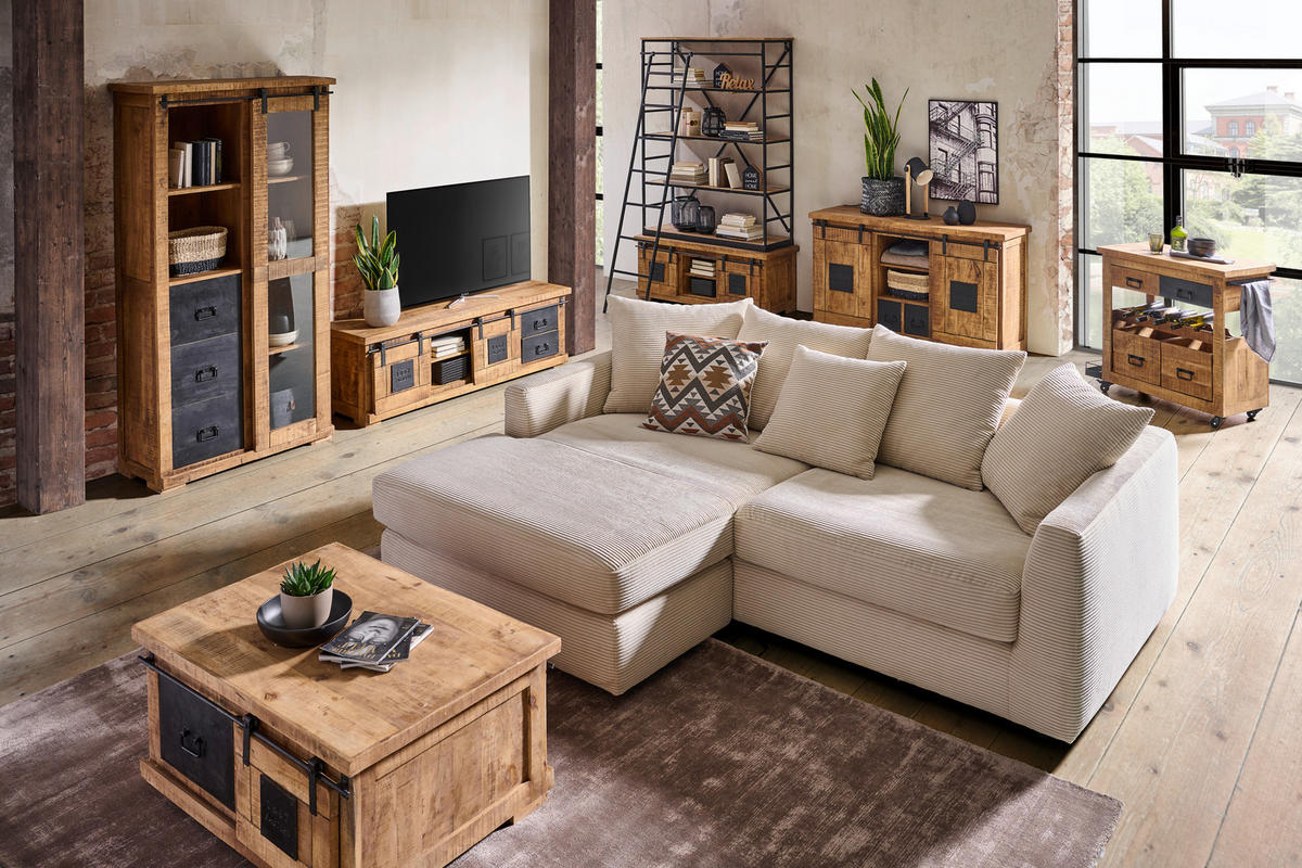 SIDEBOARD Naturfarben, Schwarz  145/85/45 cm  - Schwarz/Naturfarben, Konventionell, Holz/Holzwerkstoff (145/85/45cm) - Landscape