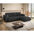 ECKSOFA inkl. Funktionen Anthrazit Cord  - Anthrazit/Schwarz, KONVENTIONELL, Kunststoff/Textil (260/200cm) - Xora