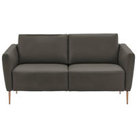 2-SITZER-SOFA  in Echtleder Dunkelgrau   - Eichefarben/Dunkelgrau, Natur, Leder/Holz (182/86/87cm) - Valnatura