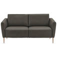 2-SITZER-SOFA  in Echtleder Dunkelgrau   - Eichefarben/Dunkelgrau, Natur, Leder/Holz (182/86/87cm) - Valnatura