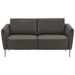 2-SITZER-SOFA  in Echtleder Dunkelgrau   - Eichefarben/Dunkelgrau, Natur, Leder/Holz (182/86/87cm) - Valnatura