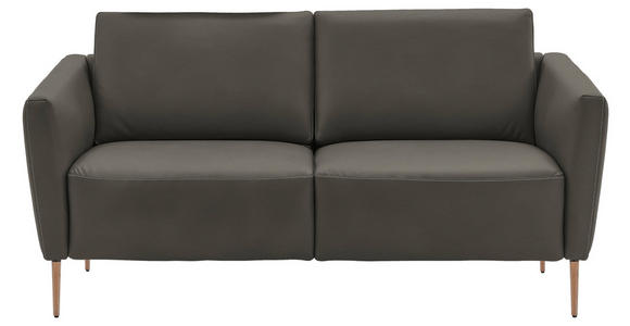 2-SITZER-SOFA  in Echtleder Dunkelgrau   - Eichefarben/Dunkelgrau, Natur, Leder/Holz (182/86/87cm) - Valnatura