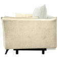 SCHLAFSOFA  mit Liegefunktion, Rücken echt Cord, Flachgewebe Creme, Weiß  - Creme/Schwarz, KONVENTIONELL, Textil/Metall (223/72/100cm) - Carryhome