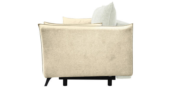 SCHLAFSOFA  mit Liegefunktion, Rücken echt Cord, Flachgewebe Creme, Weiß  - Creme/Schwarz, KONVENTIONELL, Textil/Metall (223/72/100cm) - Carryhome