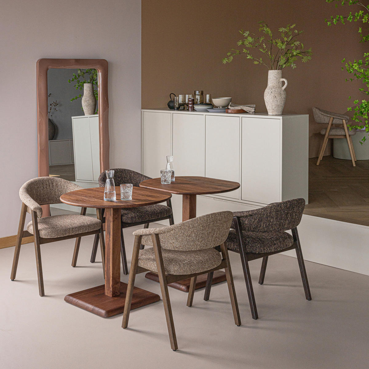 ARMLEHNSTUHL-SET 2 Stück  in Webstoff  - Braun, MODERN, Holz/Textil (60/77/60cm) - Livetastic