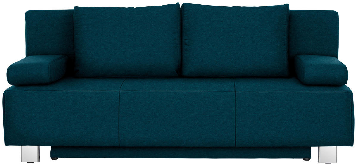 SCHLAFSOFA in Webstoff Petrol  - Chromfarben/Petrol, Design, Textil/Metall (197/88/89cm) - Xora