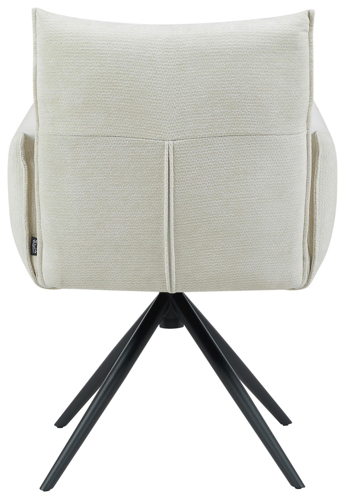 ARMLEHNSTUHL  Sitzfläche 360° drehbar, automatische Rückholfunktion Leinenoptik  - Beige/Schwarz, Design, Textil/Metall (67/86/62cm) - Stylife