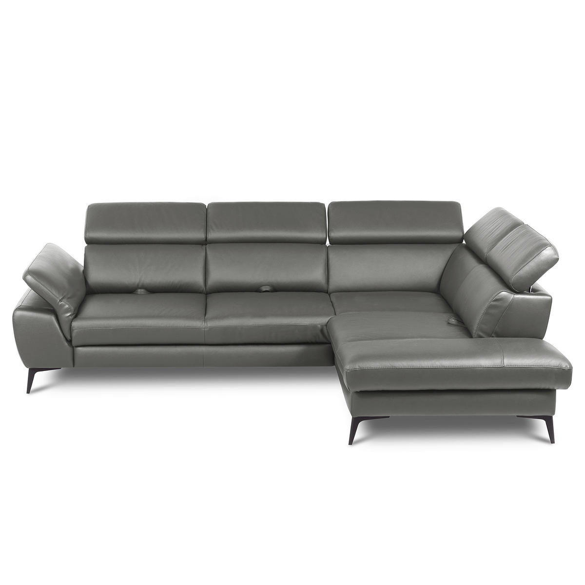 ECKSOFA  in Lederlook Echtleder Anthrazit  274/220 cm  - Anthrazit/Schwarz, Design, Leder/Textil (274/220cm) - Livetastic