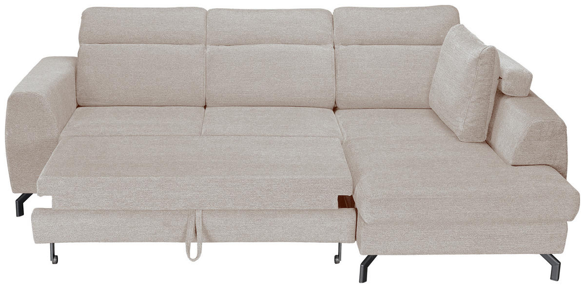 ECKSOFA Beige Chenille  - Beige/Schwarz, KONVENTIONELL, Textil/Metall (266/185cm) - Carryhome