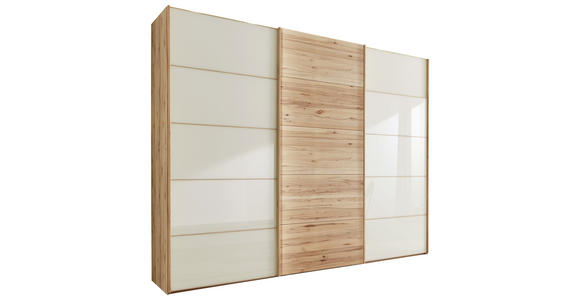SCHWEBETÜRENSCHRANK 300/217/67 cm 3-türig Buchefarben, Champagner - Champagner/Buchefarben, Natur, Glas/Holz (300/217/67cm) - Linea Natura