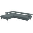 ECKSOFA in Echtleder Blau, Grau  - Blau/Schwarz, Design, Leder/Metall (224/305cm) - Dieter Knoll