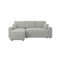 ECKSOFA Hellgrau Bouclé Zierkissen, Rückenkissen, Bettkasten, Schlaffunktion, Rücken echt, Liegefläche im Originalstoff  - Hellgrau/Schwarz, MODERN, Kunststoff/Textil (143/232cm) - Carryhome