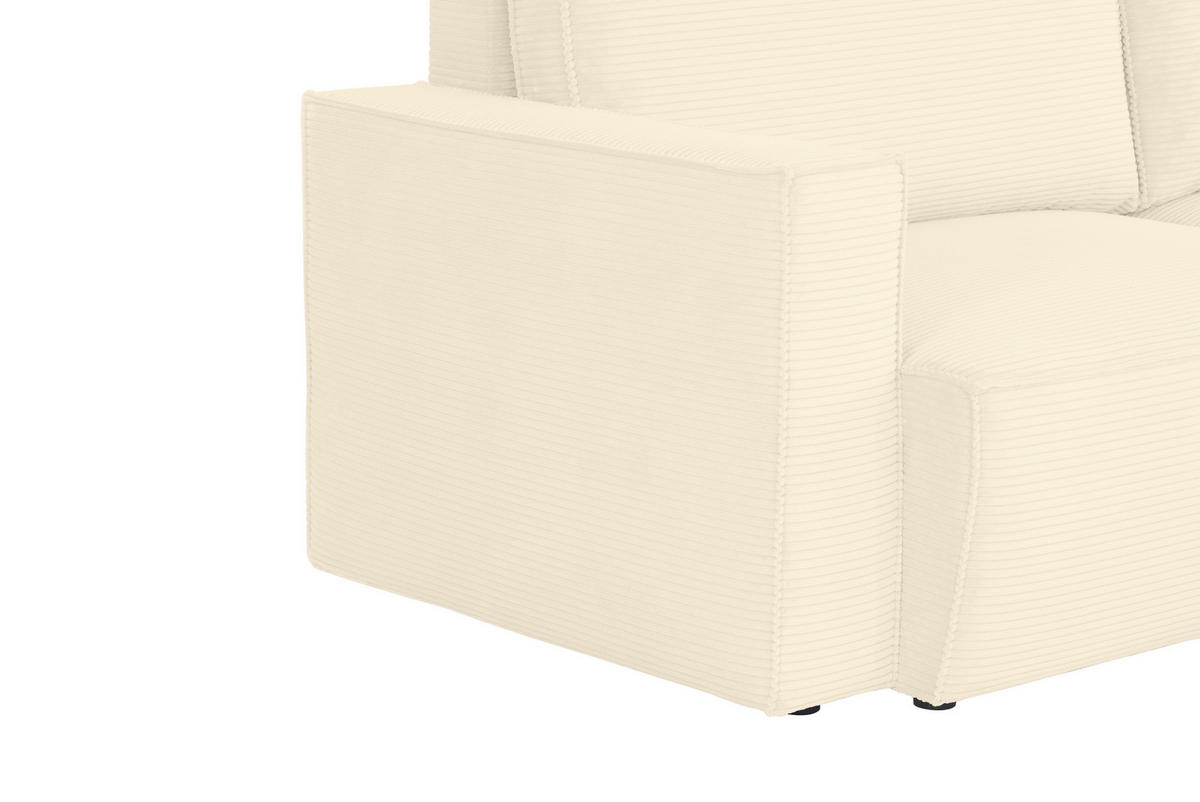 ECKSOFA Beige Feincord  - Beige/Schwarz, KONVENTIONELL, Kunststoff/Textil (242/151cm) - Carryhome
