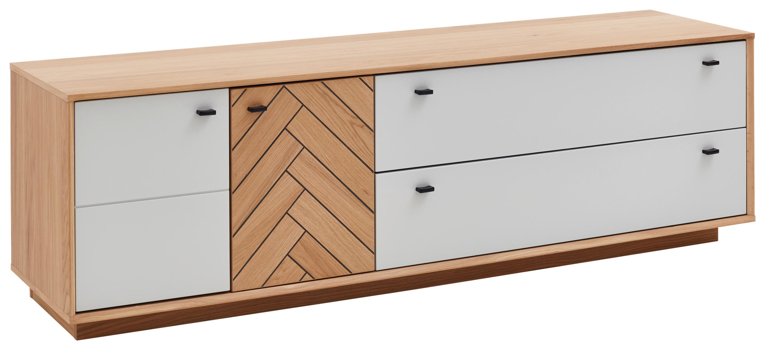 LOWBOARD  in 203,8/62/51,4 cm  - Weiss/Eiche Bianco, Design, Holz/Holzwerkstoff (203,8/62/51,4cm) - Novel