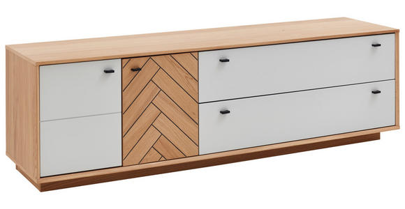 LOWBOARD in 203,8/62/51,4 cm - Eiche Bianco/Dunkelgrau, Design, Holz/Holzwerkstoff (203,8/62/51,4cm) - Novel