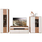 WOHNWAND  in Weiß, Eichefarben  350/204/50 cm  - Eichefarben/Weiß, KONVENTIONELL, Glas/Holzwerkstoff (350/204/50cm) - Xora