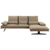 ECKSOFA in Mikrofaser Taupe  - Taupe/Schwarz, Design, Textil/Metall (291/164cm) - Chilliano