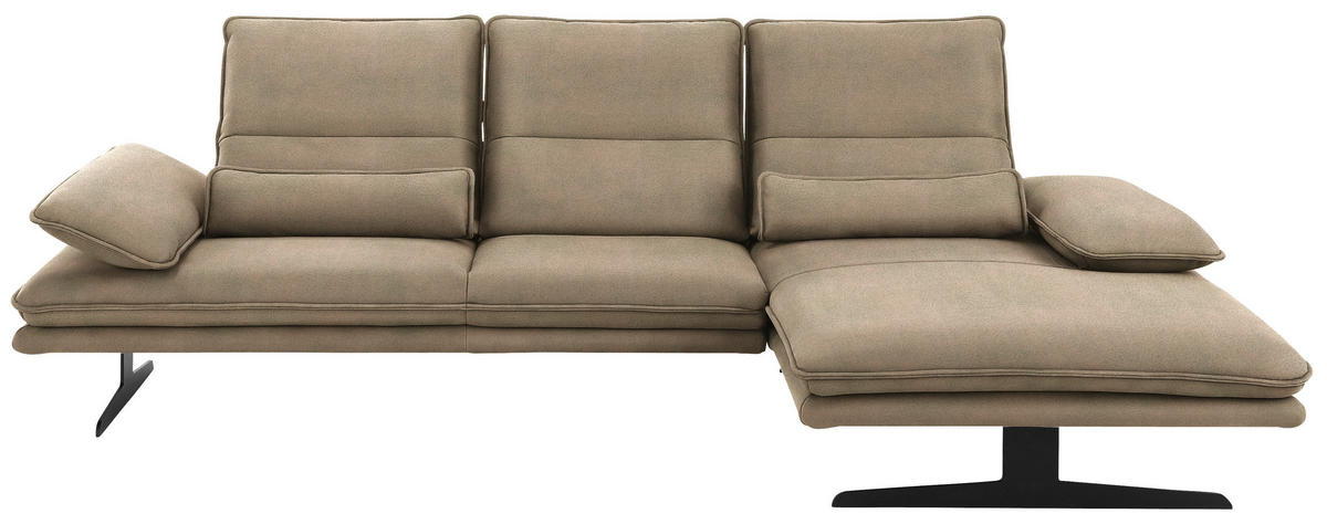 ECKSOFA in Mikrofaser Taupe  - Taupe/Schwarz, Design, Textil/Metall (291/164cm) - Chilliano