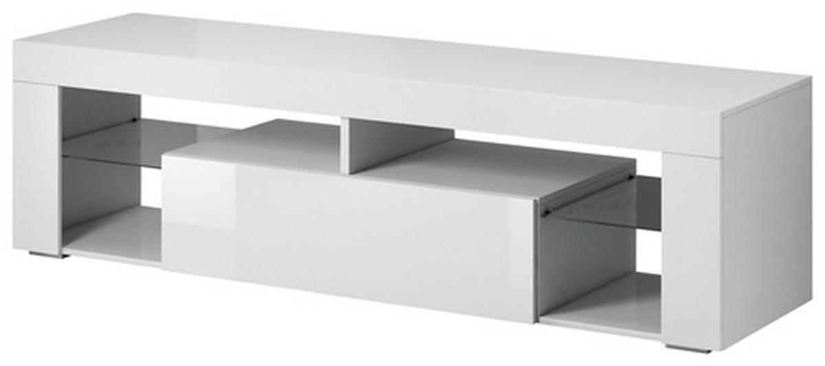 KOMODA POD TELEVIZI, bílá, 140/50/35 cm - bílá, Basics, kompozitní dřevo/sklo (140/50/35cm) - P & B