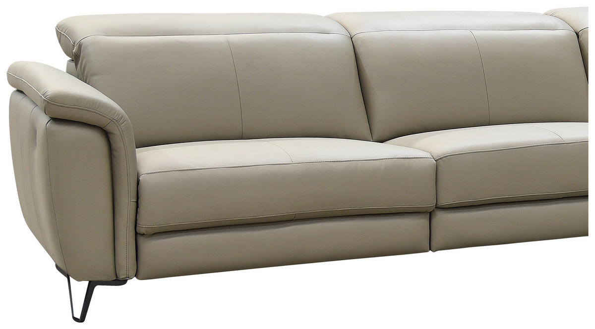 ECKSOFA in Echtleder Schlammfarben  - Schlammfarben/Schwarz, Modern, Leder/Holz (303/240cm) - Livetastic