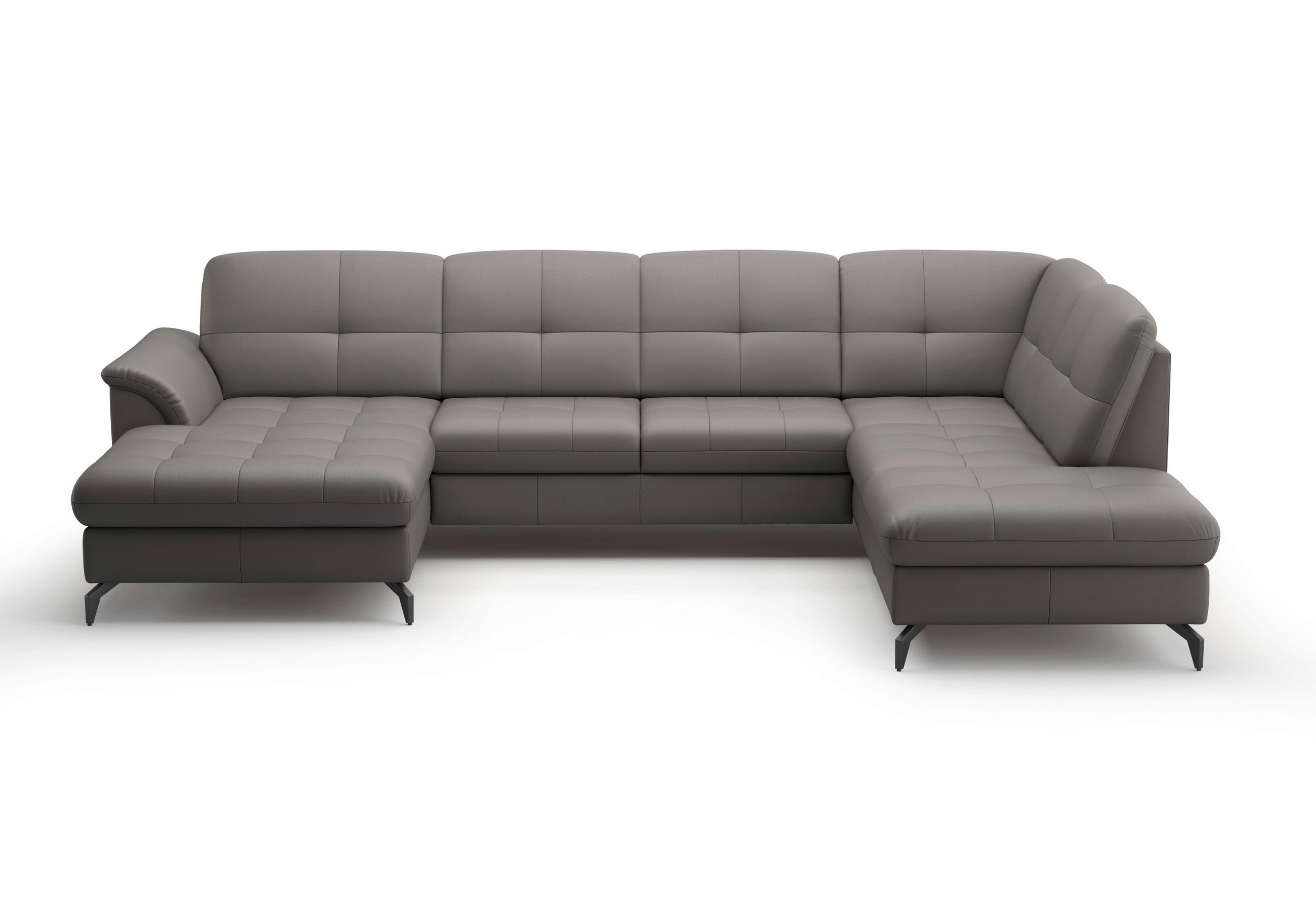 WOHNLANDSCHAFT in Vliesstoff Kombination Echtleder/Stoff Mokka  - Schwarz/Mokka, MODERN, Leder/Textil (164/319/212cm) - Sit & More