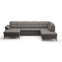 WOHNLANDSCHAFT Mokka Kombination Echtleder/Stoff Vliesstoff  - Schwarz/Mokka, MODERN, Leder/Textil (164/319/212cm) - Sit & More